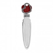 Sterling Silver Red Marcasite Heart Bookmark