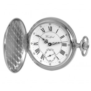 Simple Chrome French Spring Wound Pocket Watch With Chain
