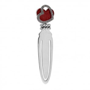 Sterling Silver Red Marcasite Heart Bookmark