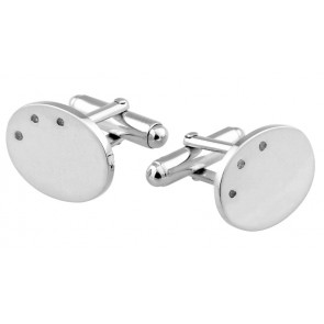 Sterling Silver Diamond 3 Stone Oval Cufflinks