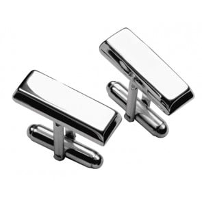 Sterling Silver Simple Ingot With Post Cufflinks