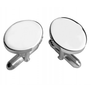 Silver Plated Oval With Post Cufflinks