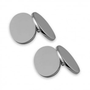 Sterling Silver Simple Double Oval Chain Link Cufflinks