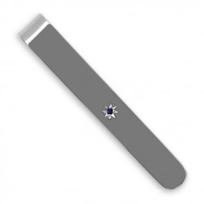 Sterling Silver Sapphire Oval Tie Slide