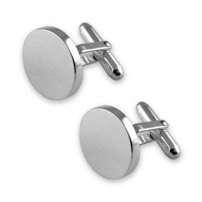 Sterling Silver Plain Round T-Bar Cufflinks