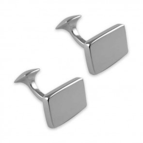 Sterling Silver Plain Rectangle Cast Cufflinks