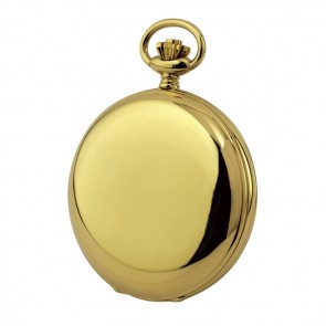Simple Gold Plated French Spring Wound Pocket Watch With Chain