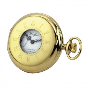 Gold Plated Spring Wound French Pocket Watch With Chain