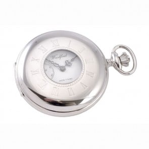 Chrome French Spring Wound Pocket Watch And Chain