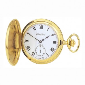Gold Plated Swiss Unitas Movement Simple Pocket Watch With Chain