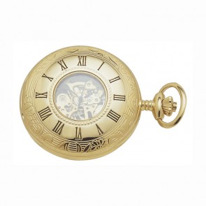 Gold Plated Spring Wound Pocket Watch And Chain
