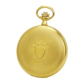 Gold Plated Spring Wound Dotted Pocket Watch With Chain