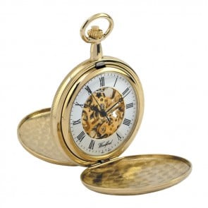 Gold Plated Spring Wound Decorative Pocket Watch With Chain
