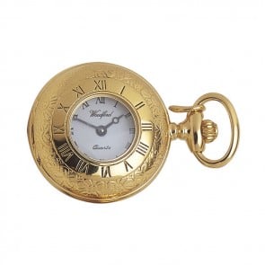 Gold Plated Quartz Patterned Pendant Watch