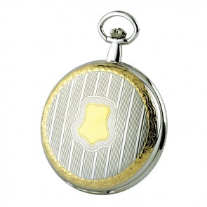 Chrome Two Tone Quartz Pocket Watch With Chain