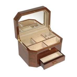 Wooden Veneered Octagonal Jewellery Box