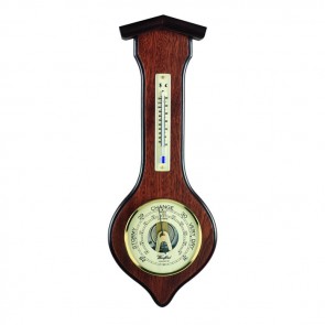 Arrow Shaped Veneered Barometer And Thermometer