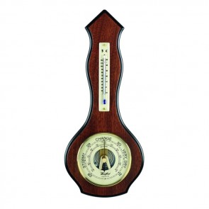 Veneered Barometer With Thermometer
