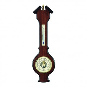 Veneered Barometer With A Thermometer