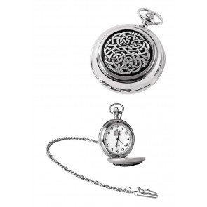Chrome Celtic Knot Quartz Pocket Watch And Chain