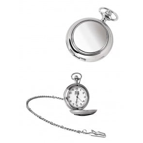 Chrome Quartz Pocket Watch And Chain