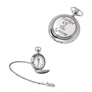 Chrome Grooms Father Quartz Pocket Watch With Chain