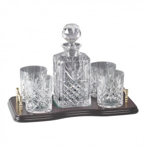 Crystal And Brass Whisky Decanter And 4 Glass Set