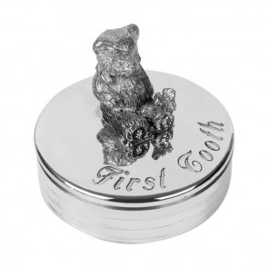 Pewter Teddy Bear First Tooth Box