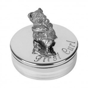 Pewter Teddy Bear First Curl Box