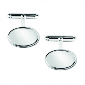 Sterling Silver Plain Oblong Post Cufflinks