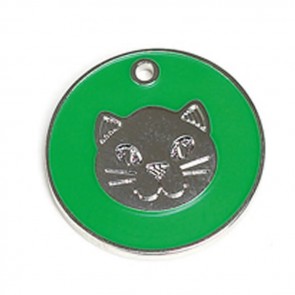 Green Cat Pet Tag