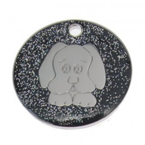 Black Dog Glitter Dog Pet Tag