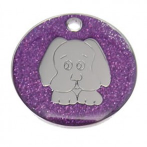 Purple Dog Glitter Dog Pet Tag