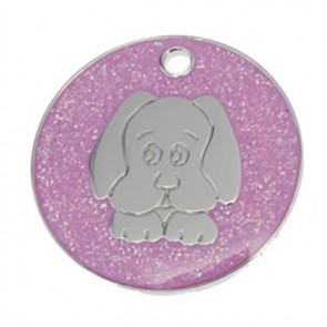 Pink Dog Glitter Dog Pet Tag