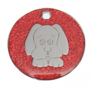 Red Dog Glitter Dog Pet Tag