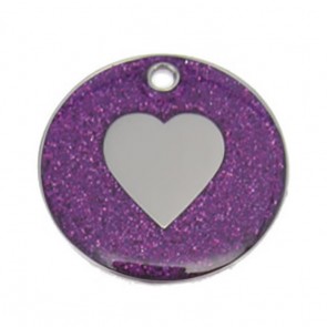 Purple Heart Glitter Dog Pet Tag