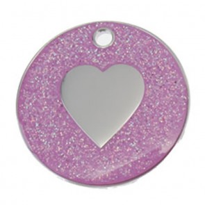 Pink Heart Glitter Dog Pet Tag