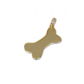 Large Gold Plated Dog Bone Pet Tag