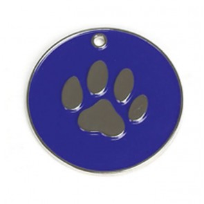 Dark Blue Paw Dog Pet Tag