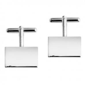 Sterling Silver Plain Rectangle Post Cufflinks