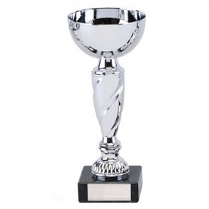 6 Inch Silver Spiral Stem Noble Trophy Cup