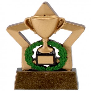 3 Inch Gold Trophy & Wreath Mini Star Award