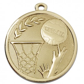 45mm Gold Ball & Net Netball Galaxy Medal