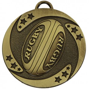 50mm Bronze Detailed Ball Rugby Target Medal