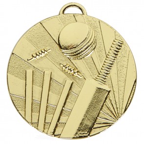 50mm Gold Bat & Wicket Cricket Target Medal