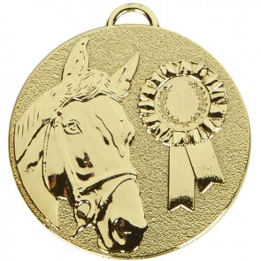 50mm Gold Horse & Rosette Horse Riding Target Medal