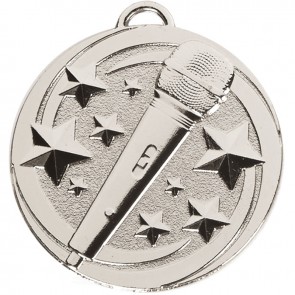 50mm Silver Microphone Star Music Target Medal