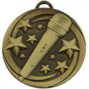 50mm Bronze Microphone Star Music Target Medal