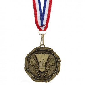 45mm Bronze Crossed Rackets & Shuttlecock Badminton Combo Medal