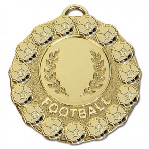 50mm Gold Wreath & Ball Border Football Fiesta Medal
